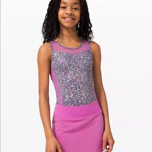 Lululemon Ivivva In The Flip Magenta Silver Gymnastics Bodysuit Size 12